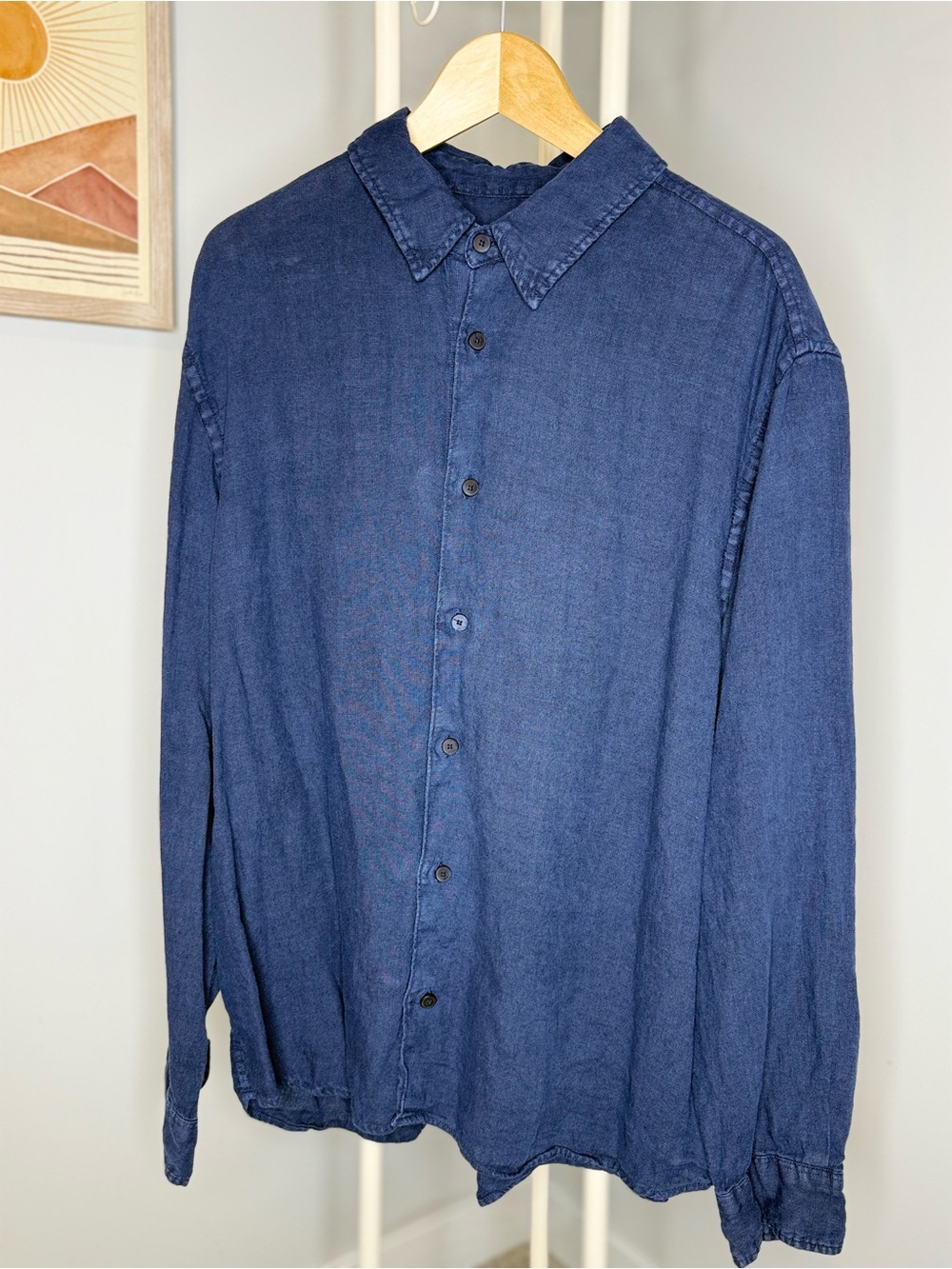 Zara Men's Navy Summer Button-Down Shirt